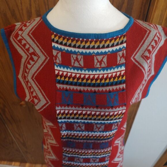 Vtg Catalina Jacquard Southwest Aztec Pullover Tunic Sleeveless Small Wool *Read - Picture 4 of 8